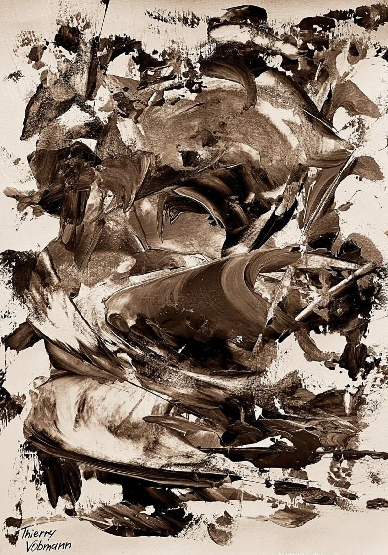 SEPIA 25 alu-dibond by Thierry Vobmann Abstract painting