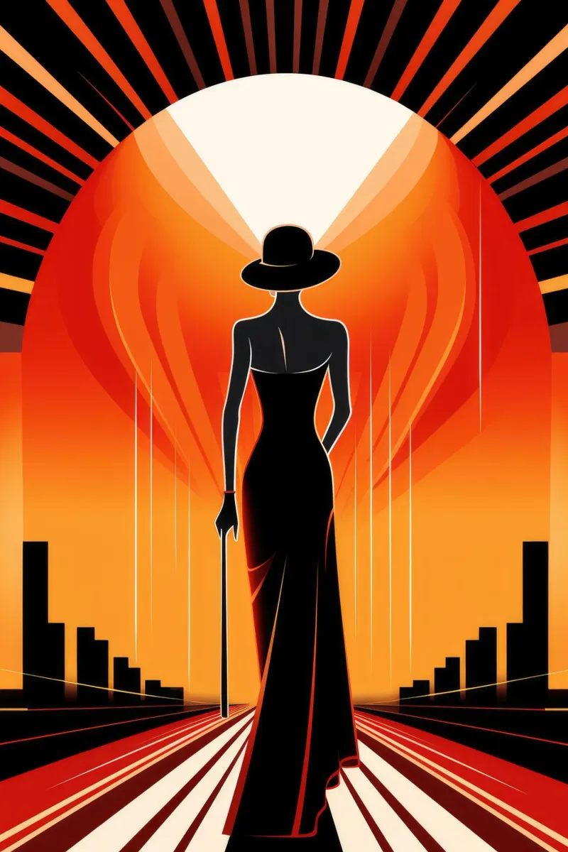 Art Deco Vrouw canvas met Baklijst van Artful Muse