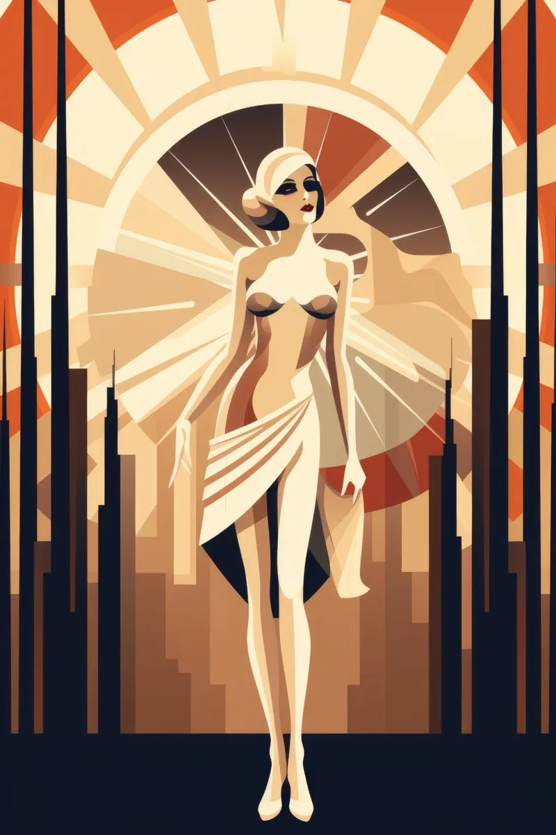 Art Deco Vrouw canvas met Baklijst van Artful Muse