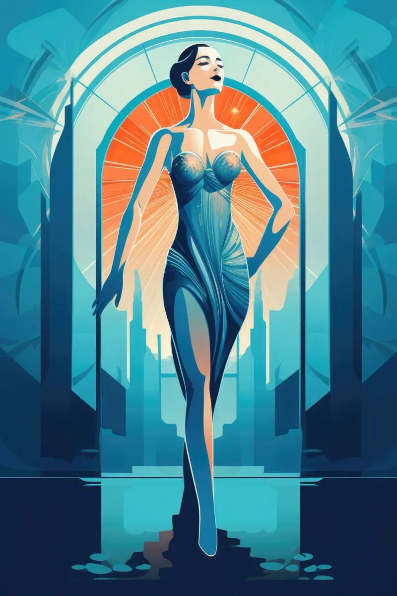 Art Deco Vrouw canvas met Baklijst van Artful Muse
