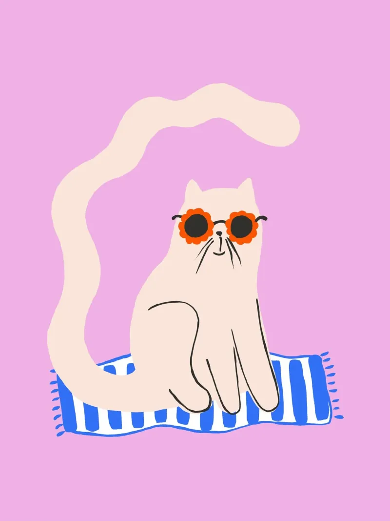Gatto sulla spiaggia carta hahnemühle da All Colours