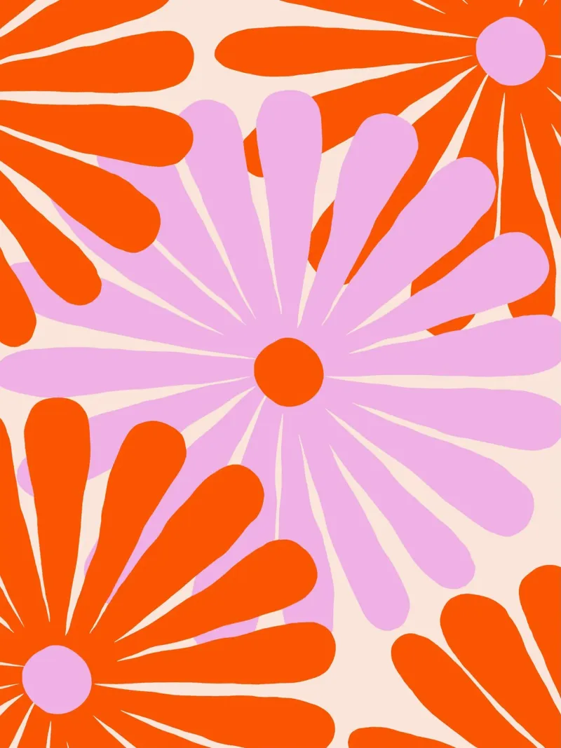 Rote und pinke Blumen poster con telaio in plastica da All Colours
