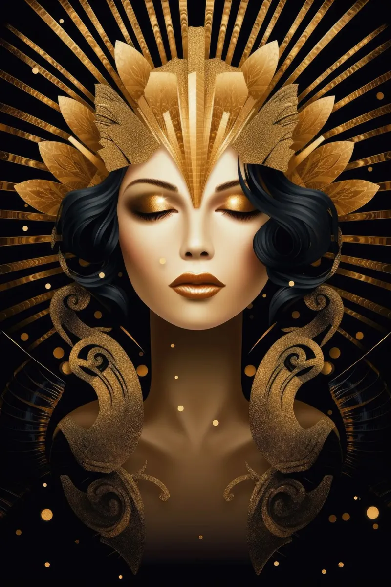 Art Deco Vrouw canvas met Baklijst van Artful Muse