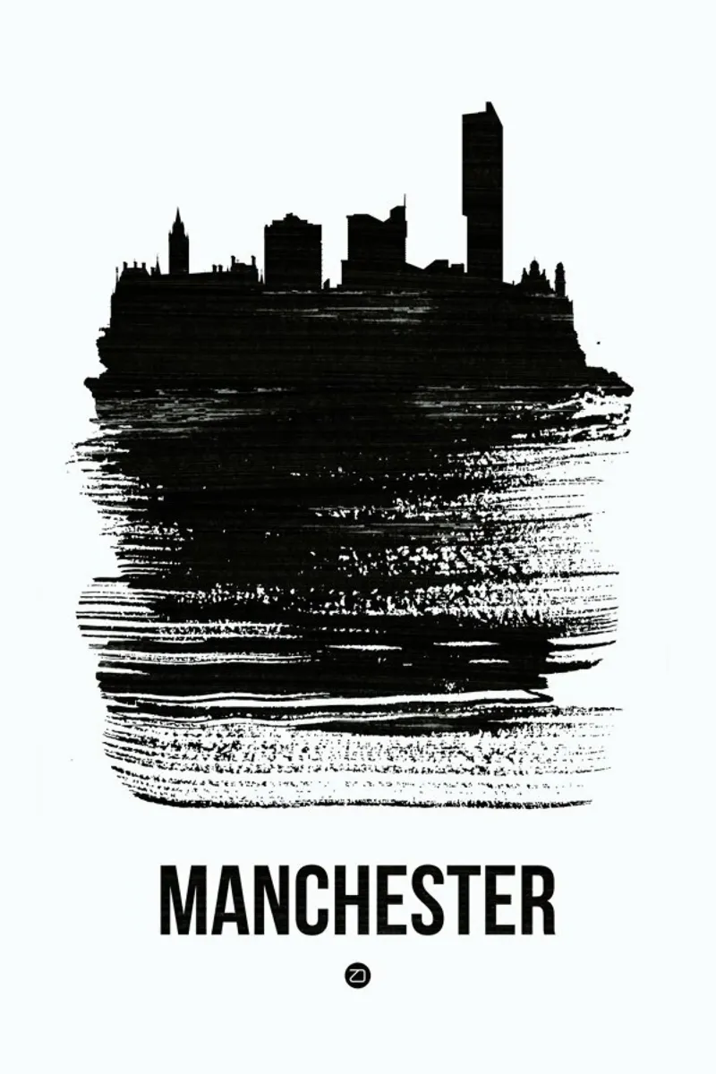Manchester Skyline Brush Stroke pellicola backlit da Naxart