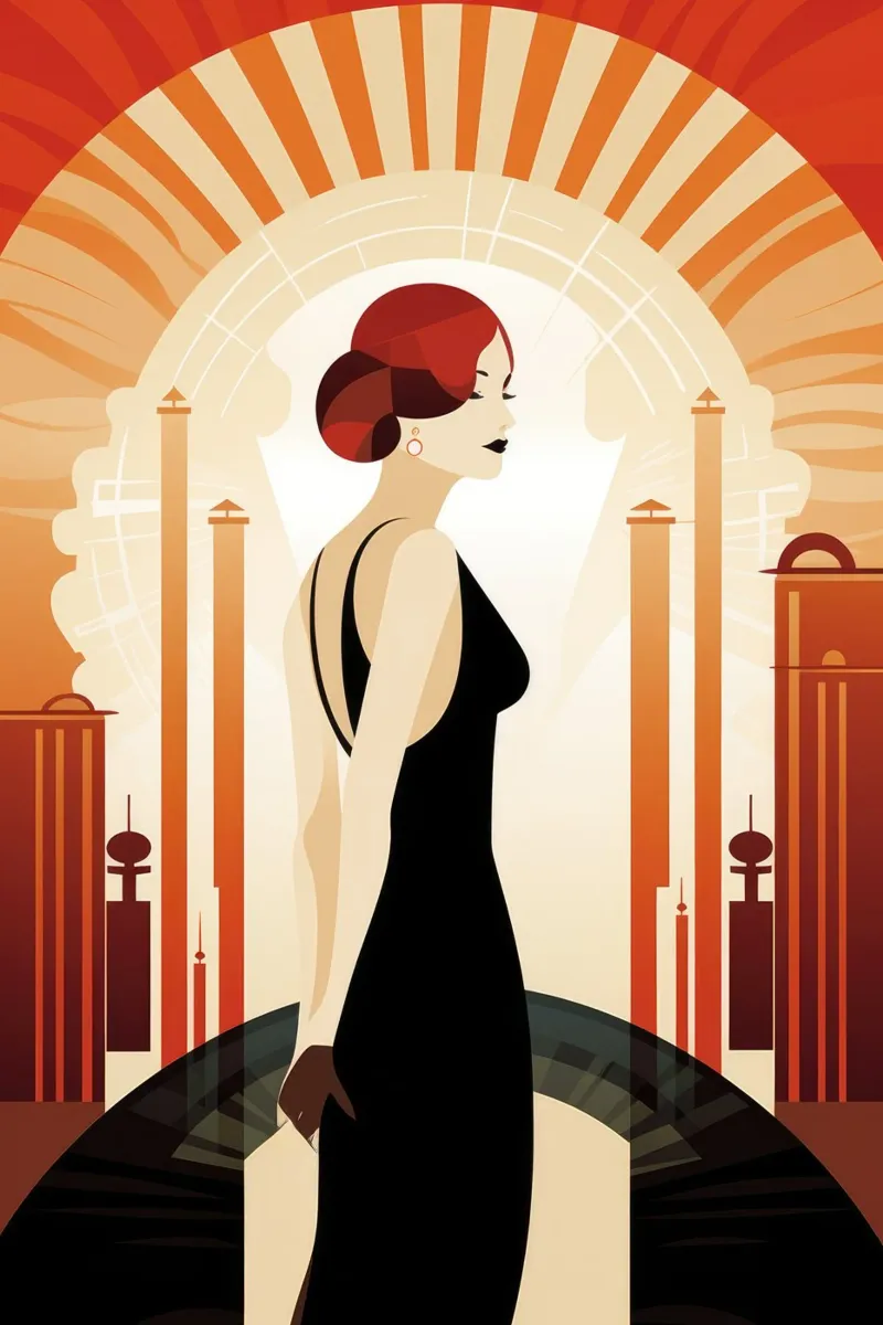 Art Deco Vrouw canvas met Baklijst van Artful Muse