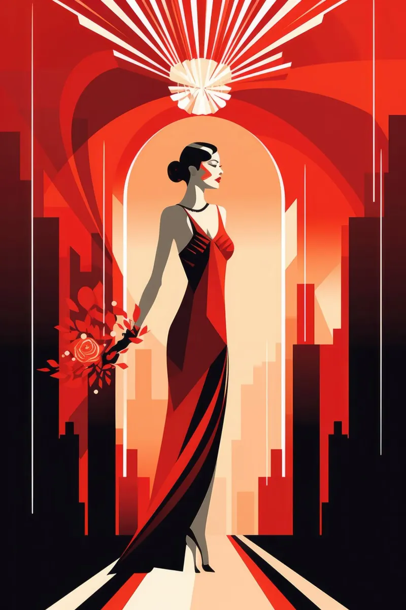 Art Deco Vrouw canvas met Baklijst van Artful Muse