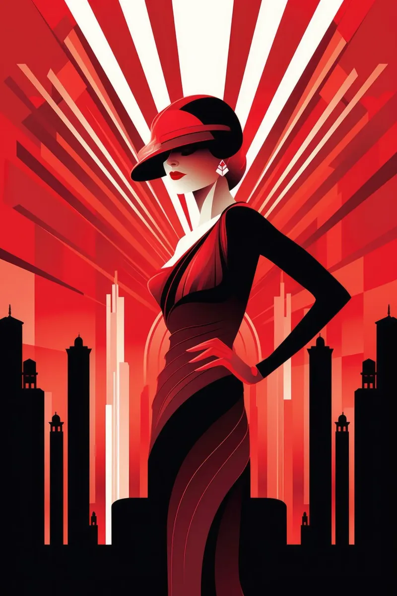 Art Deco Vrouw canvas met Baklijst van Artful Muse