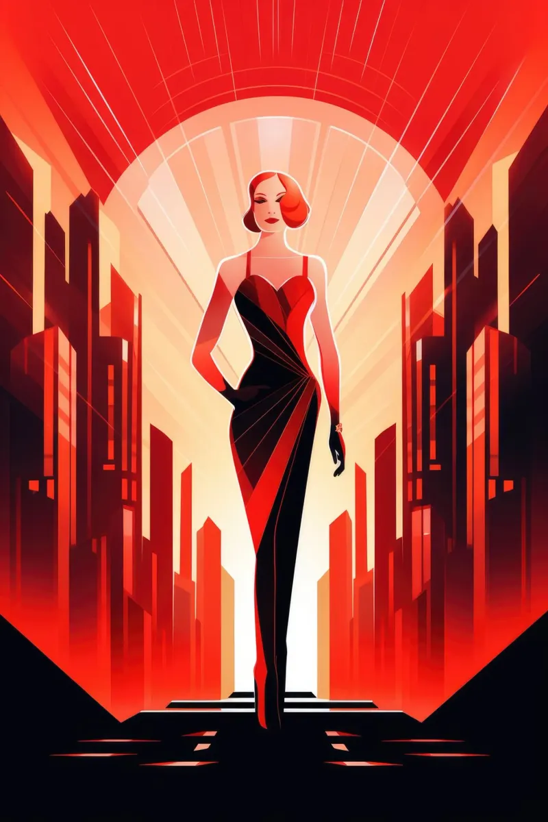 Art Deco Vrouw canvas met Baklijst van Artful Muse