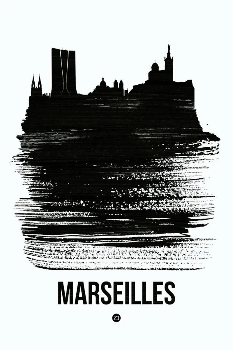 Marseilles Skyline Brush Stroke pellicola backlit da Naxart