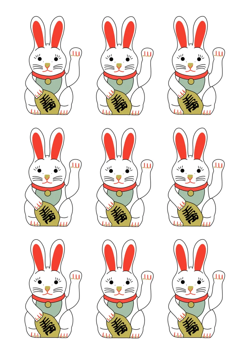 Pasqua - Coniglietto di Pasqua - Gatto che saluta - Giappone - Maneki-neko tela con Cornice a cassetta da keinkonzept