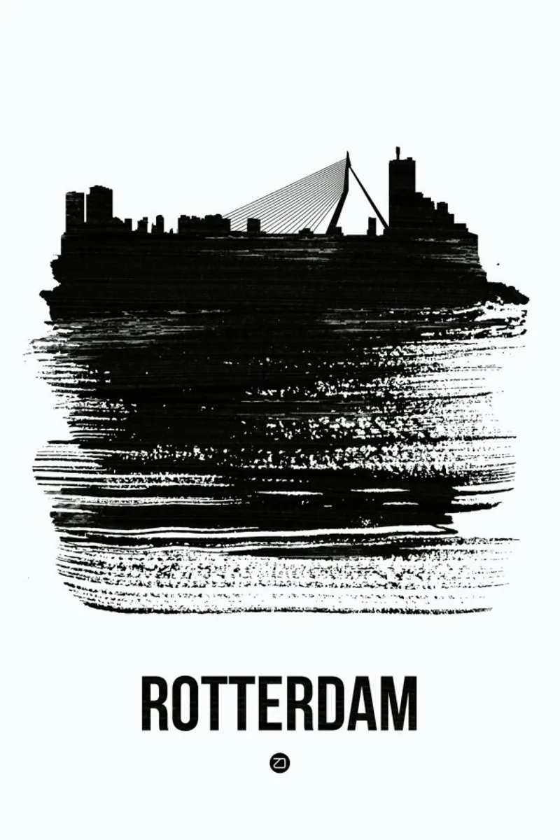 Rotterdam Skyline Brush Stroke carta hahnemühle da Naxart