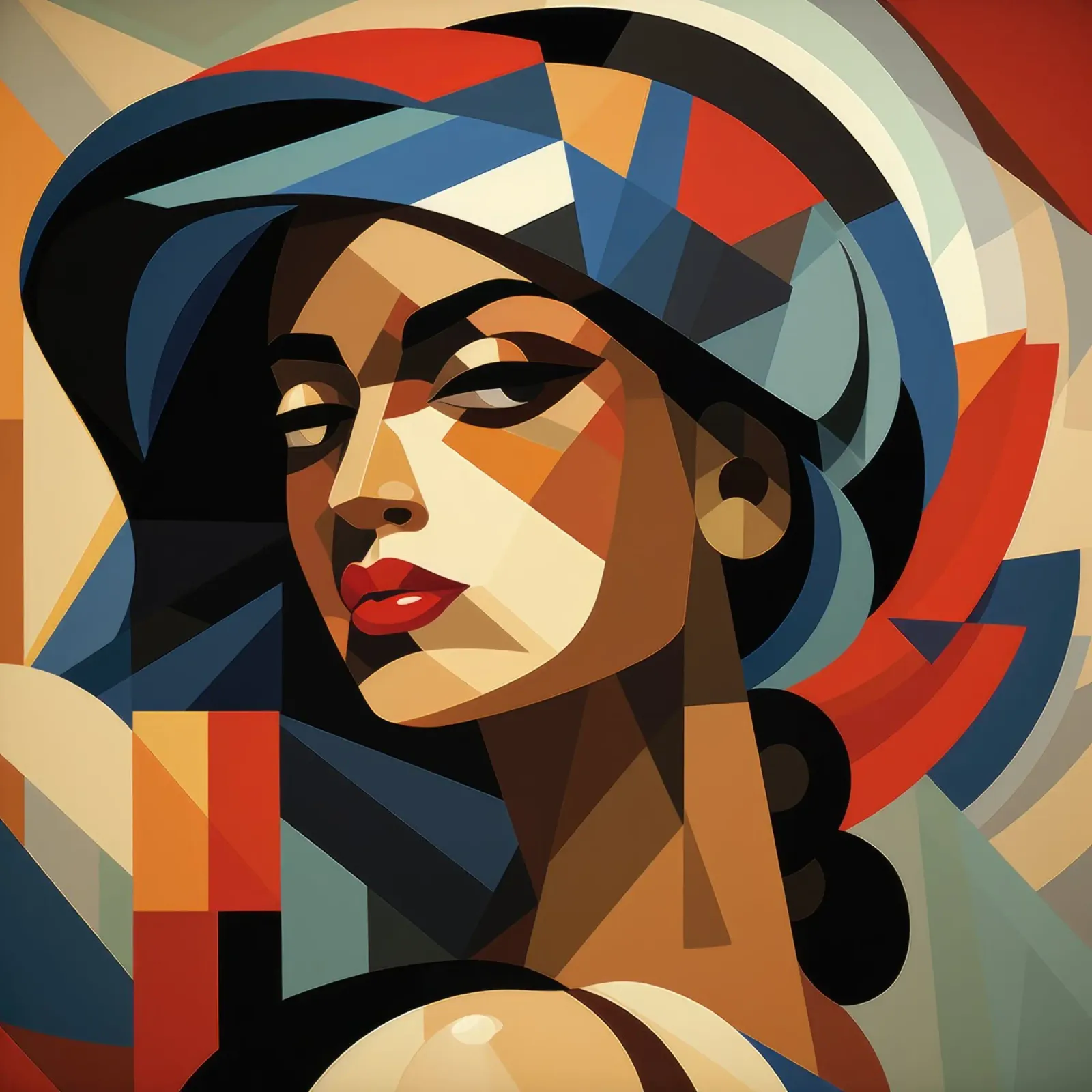 Kubisme Ecuadoraanse vrouw hahnemühle van Artful Muse