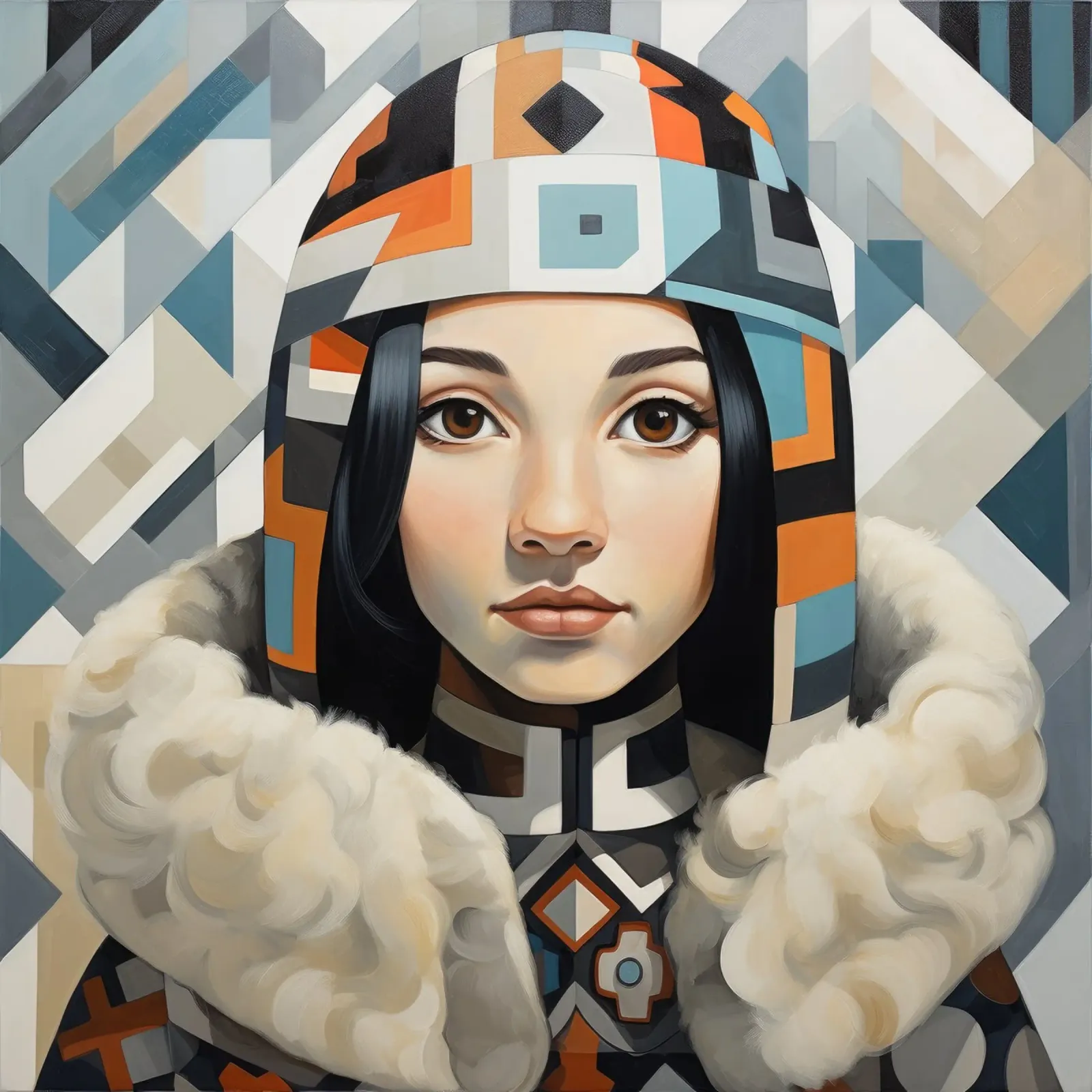 Cubismo Donna inuit pellicola backlit da Artful Muse