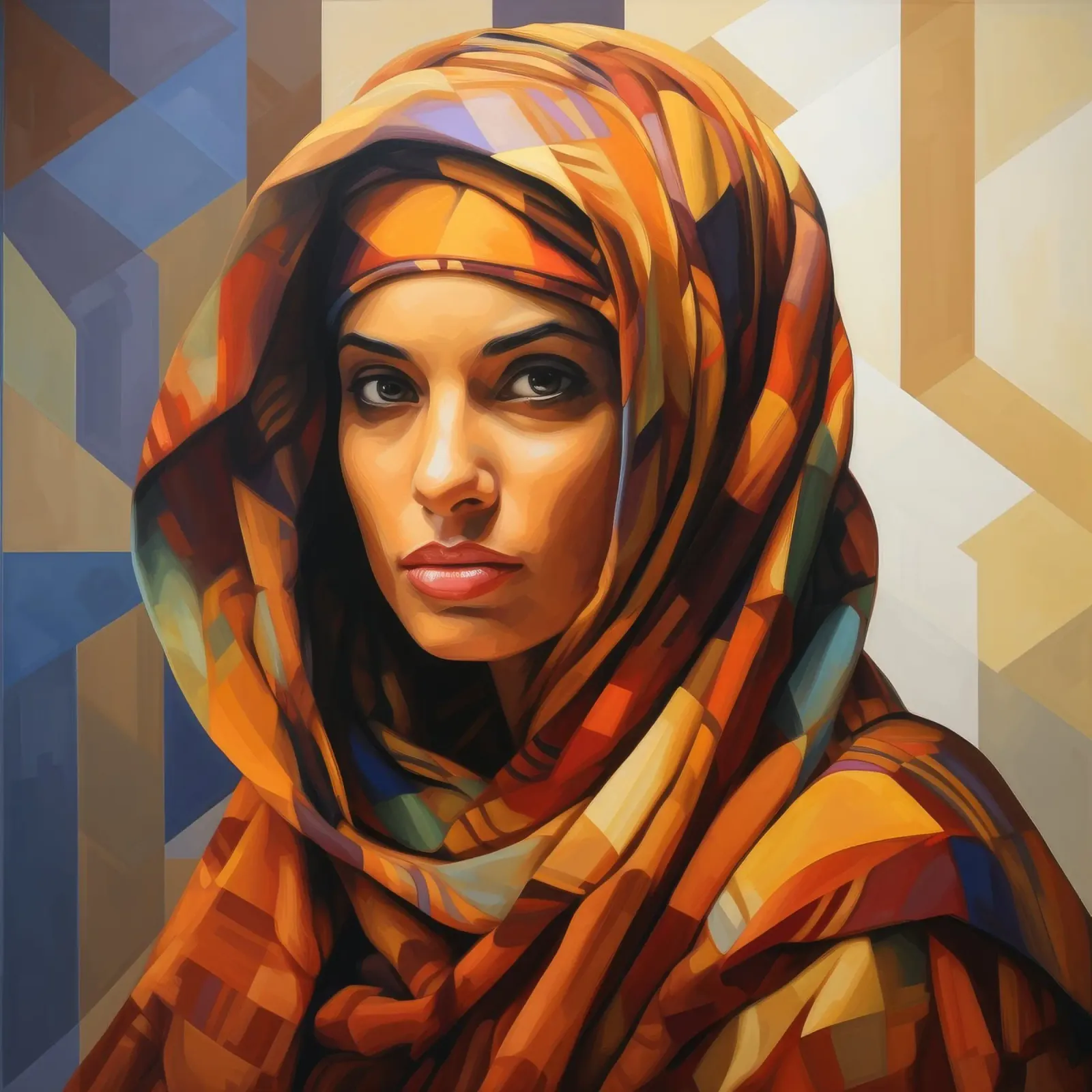 Cubismo Donna marocchina pellicola backlit da Artful Muse