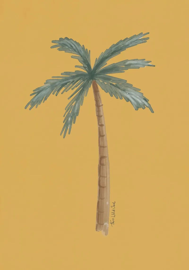 Coastal boho palm tree minimalist yellow ochre illustration pellicola backlit da This Wild Soul - Illustration