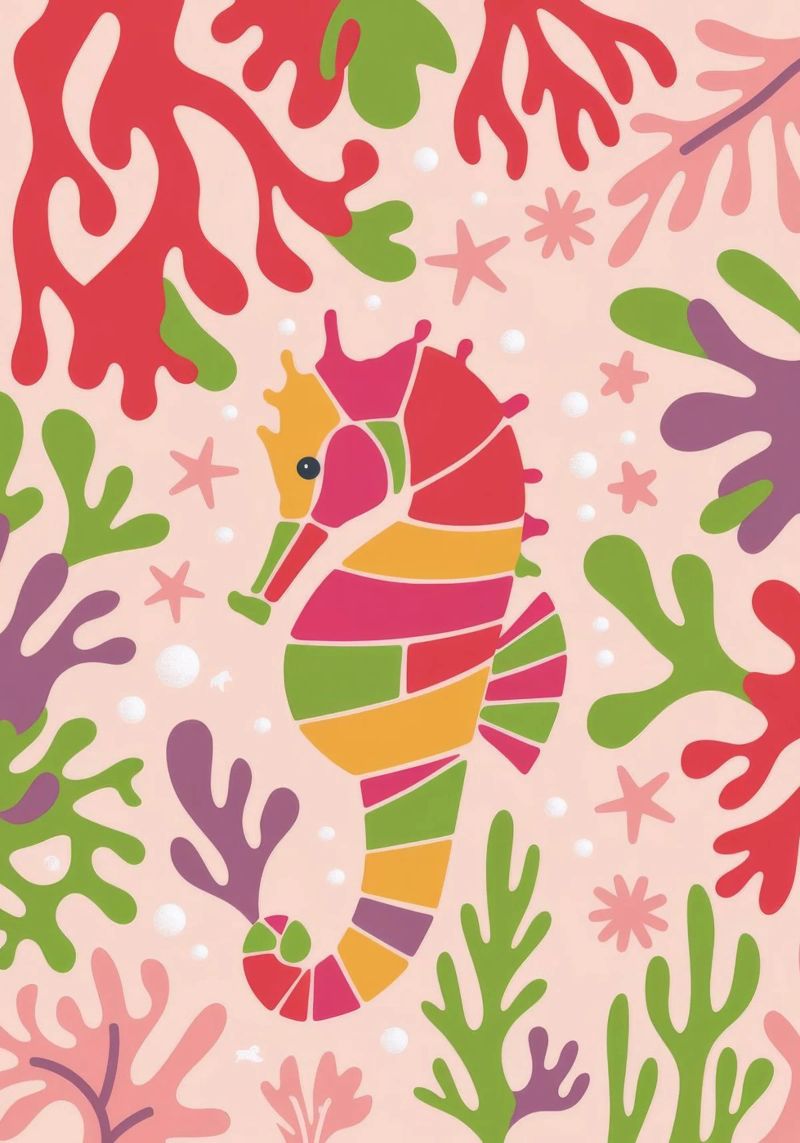 Coral Seahorse poster by Seren Liodra