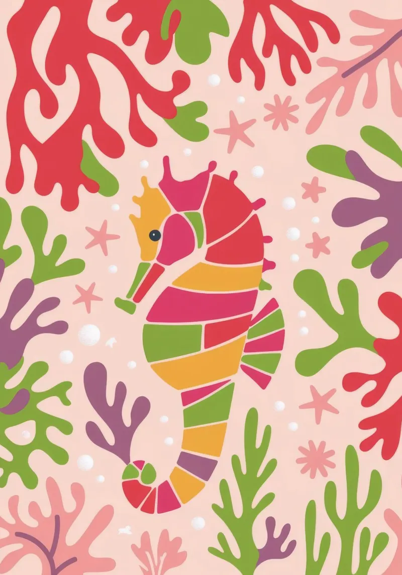 Coral Seahorse poster by Seren Liodra