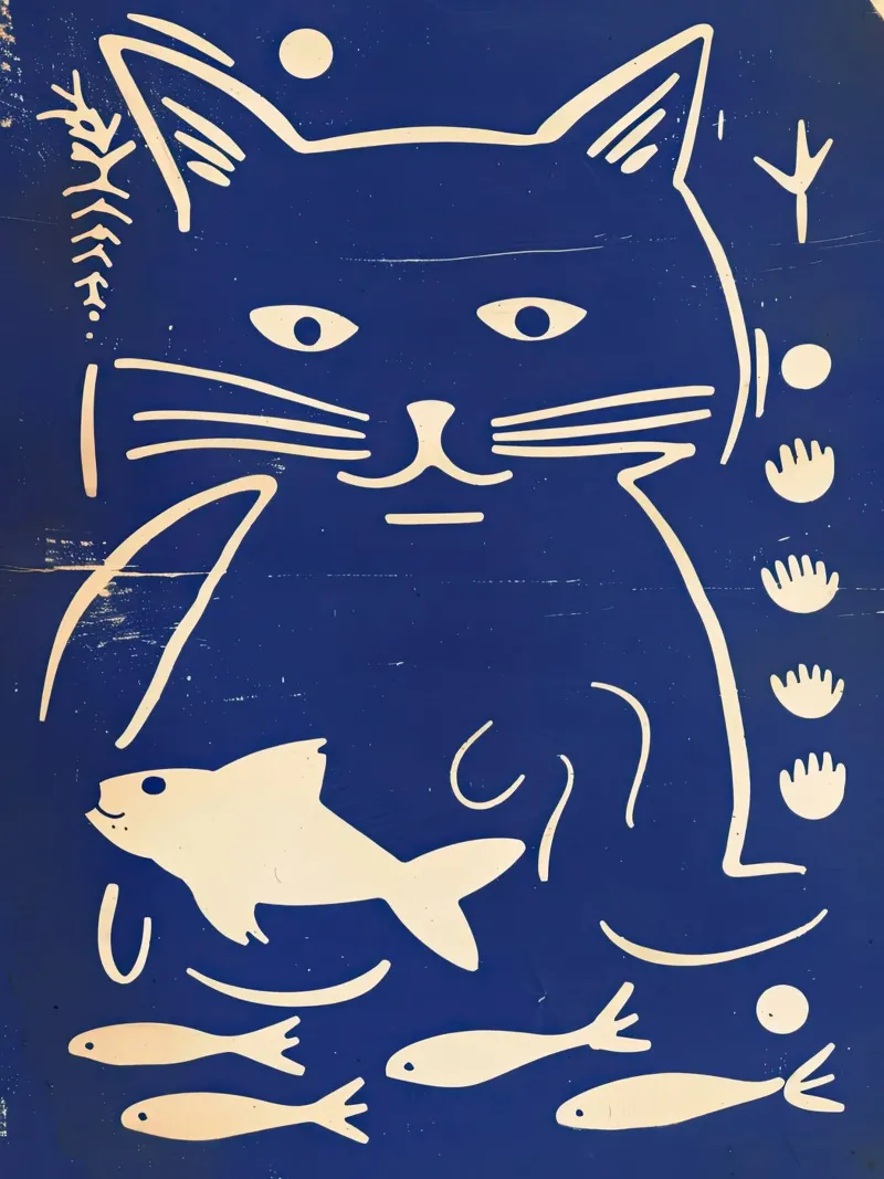 Gatto e pesce carta hahnemühle da DaarbyN
