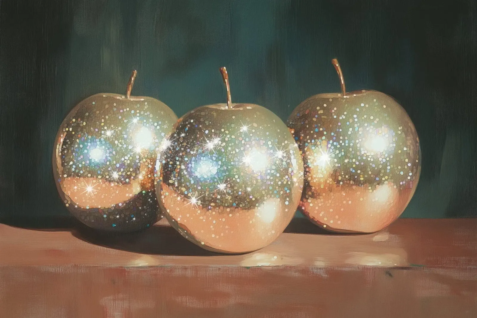 Gouden appels stilleven poster met kunststof frame van Melloi Art Print