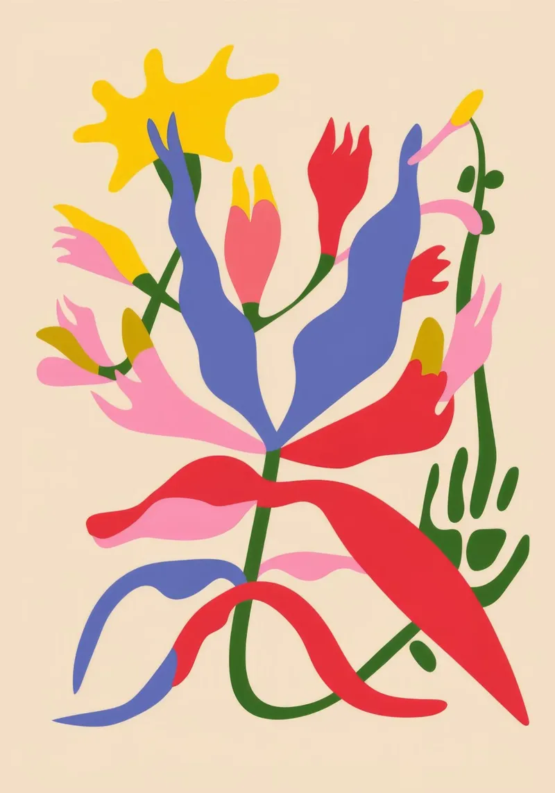 Kleurrijke abstracte plant canvas van Kamera Obskura