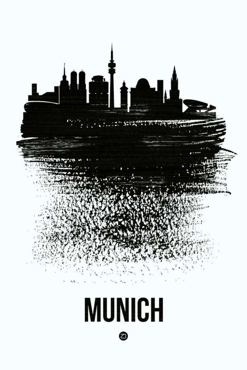Munich Skyline Brush Stroke Poster von Naxart