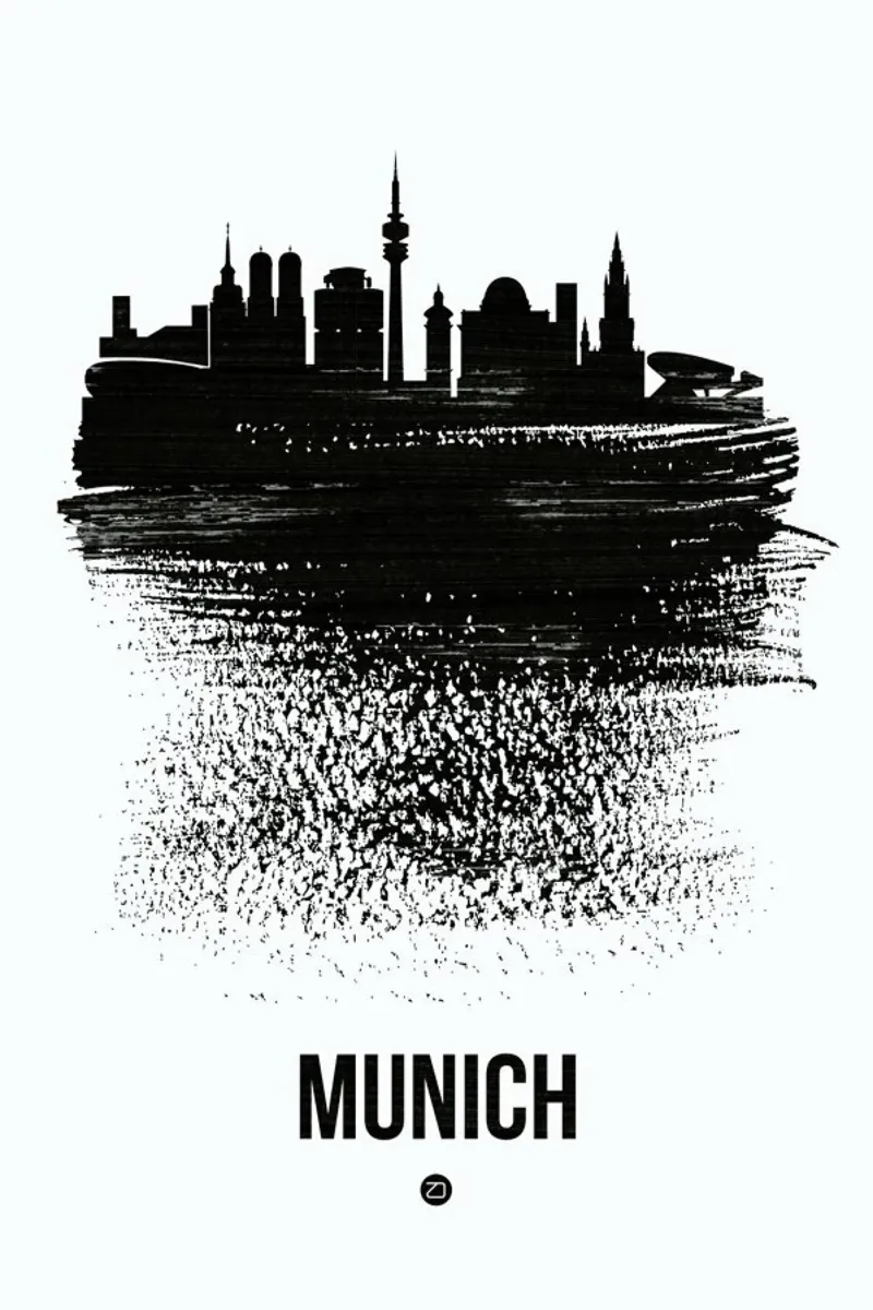 Munich Skyline Brush Stroke pellicola backlit da Naxart