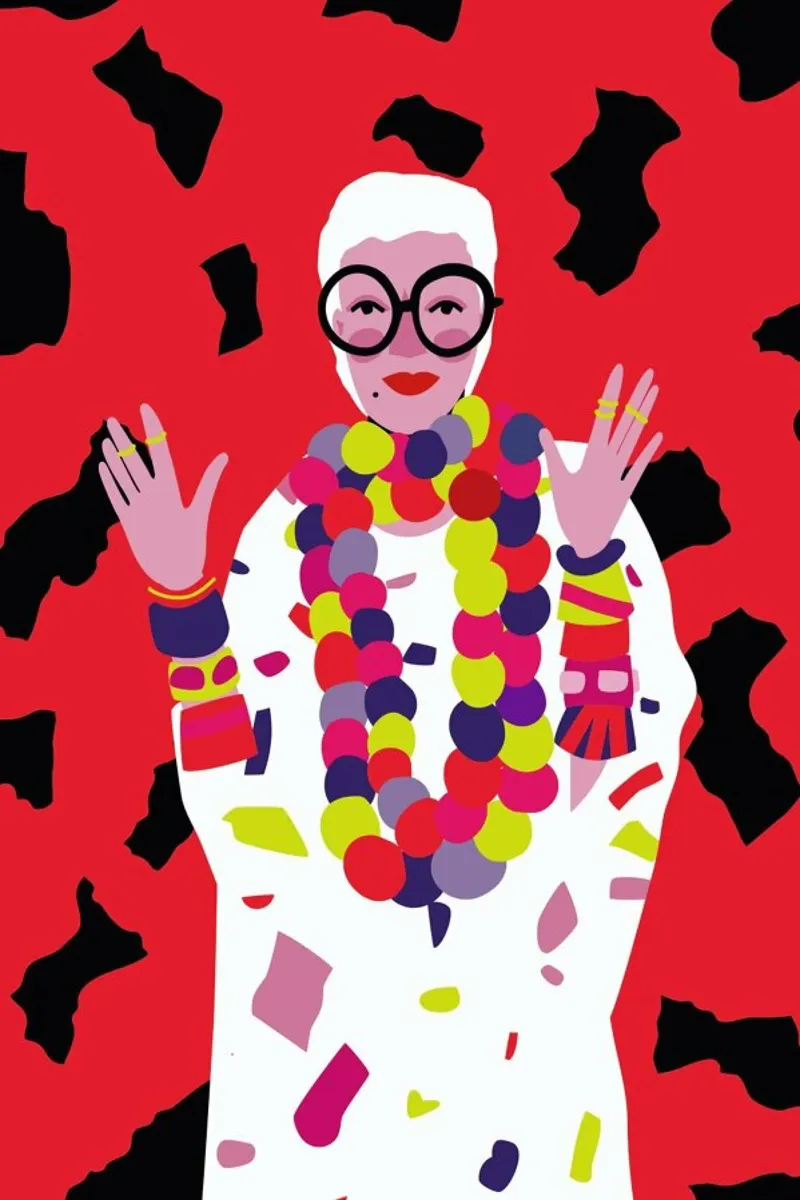 Iris Apfel poster con telaio in plastica da Mariery Young