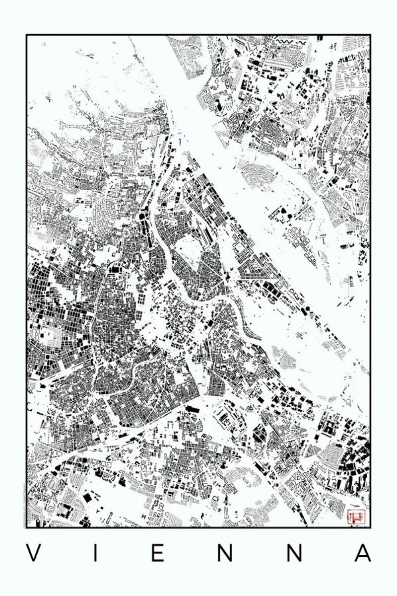 Vienna Map Schwarzplan Poster von Hubert Roguski