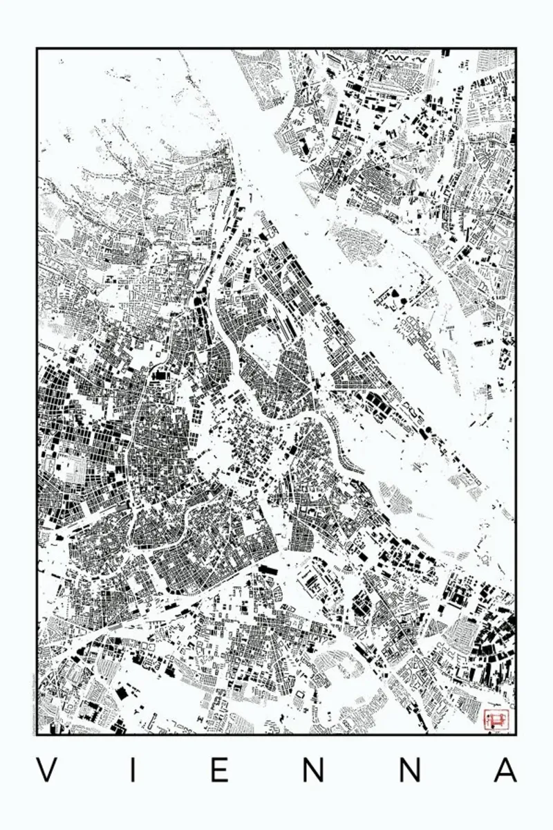 Vienna Map Schwarzplan alu dibond de Hubert Roguski