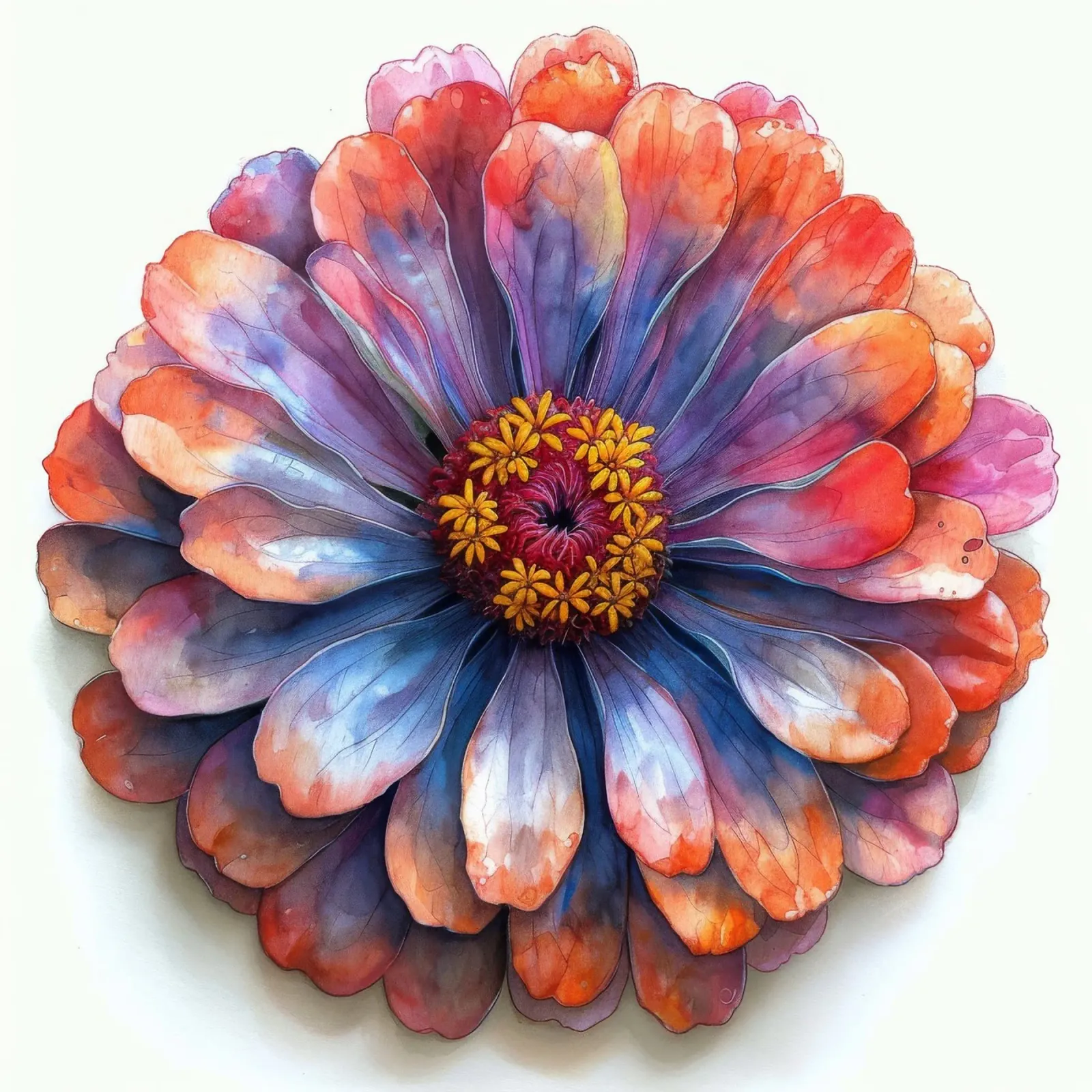 Zinnia Elegans Fiore poster con telaio in alluminio da Bold Blooms
