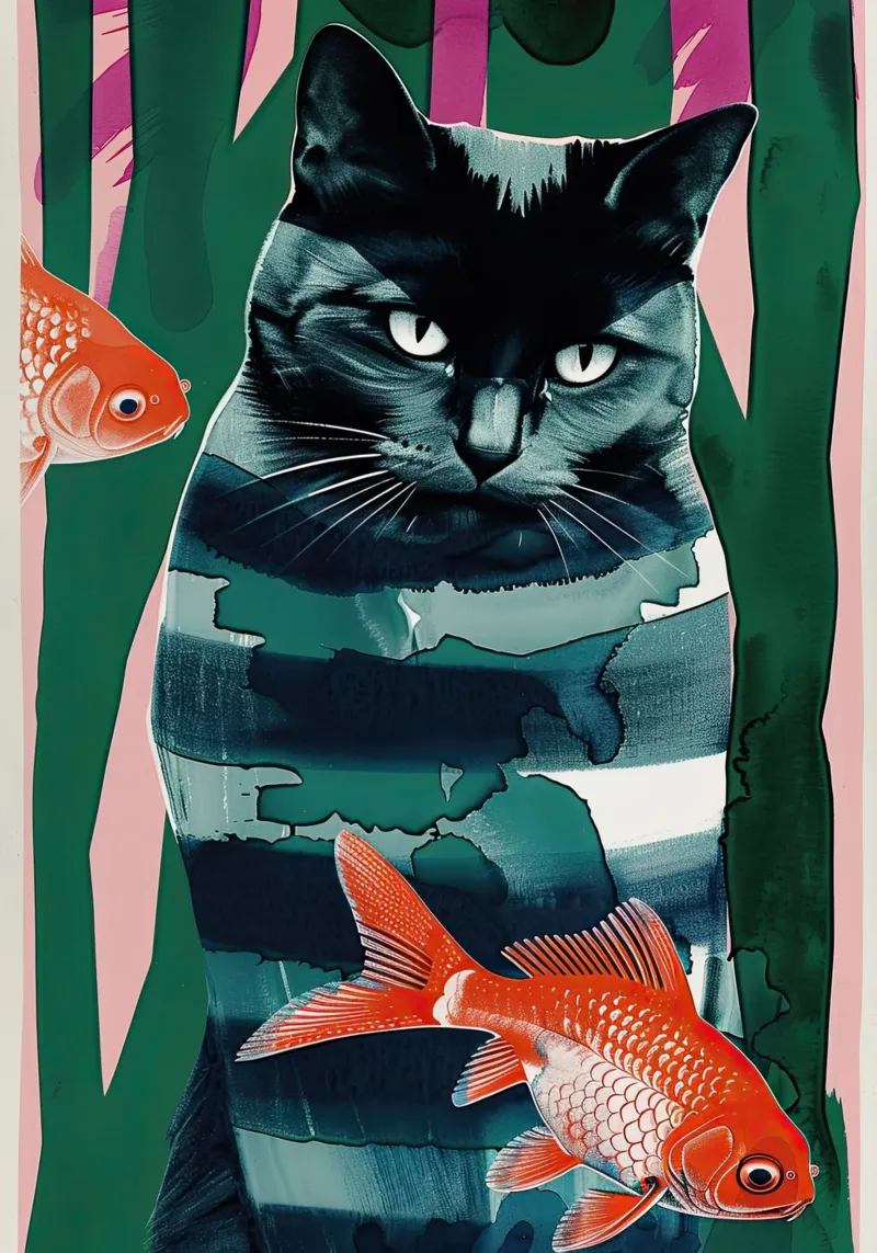 gatto nero e pesce rosso pellicola backlit da DaarbyN