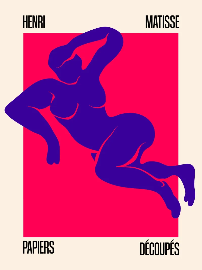 Matisse Cutout - Expressionistische vrouwenfiguur in neonkleur canvas met Baklijst van SMPLE