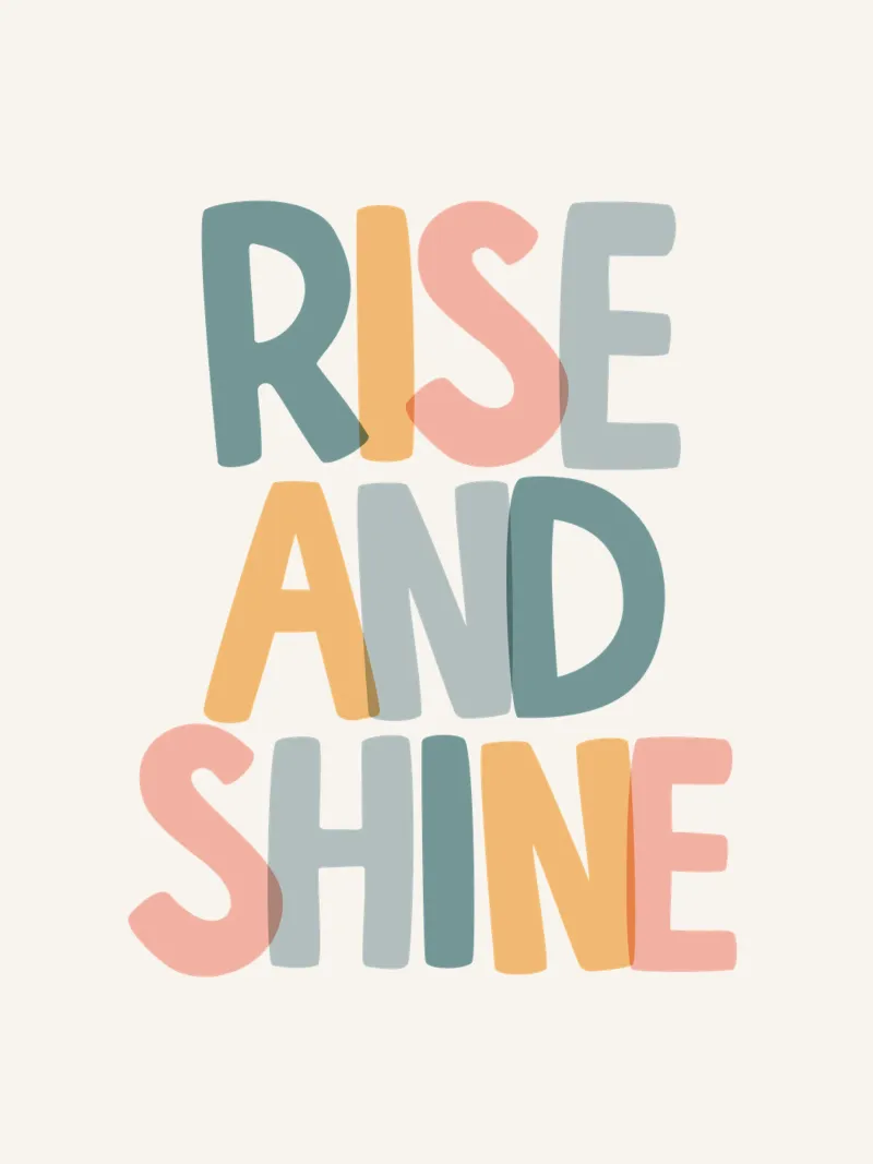Rise and Shine Optimistic Colourful Typography Print canvas by THE MOTIVATED TYPE