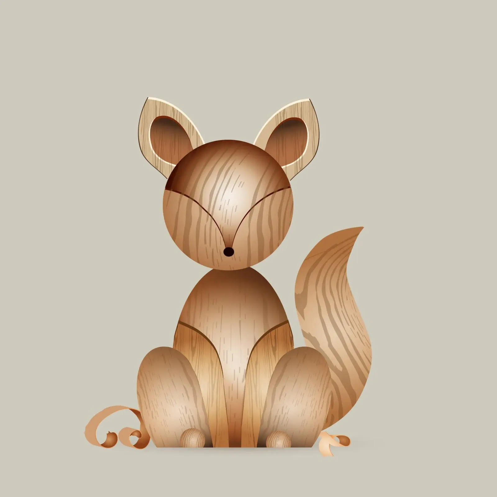 Ilustración con aspecto de madera - Lindo zorro hahnemühle de namosh
