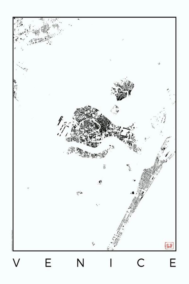 Venice Map Schwarzplan poster da Hubert Roguski