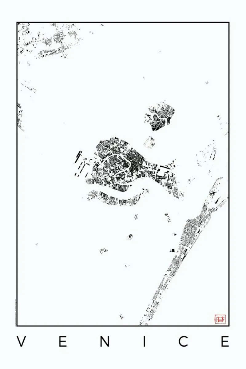 Venice Map Schwarzplan pellicola backlit da Hubert Roguski