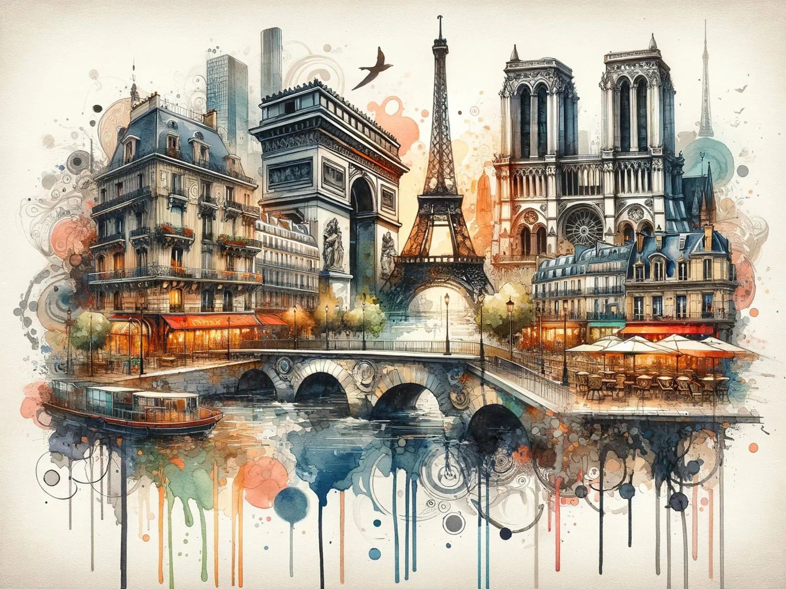 Aquarelle abstraite Paris poster de Chromatic Fusion Studio