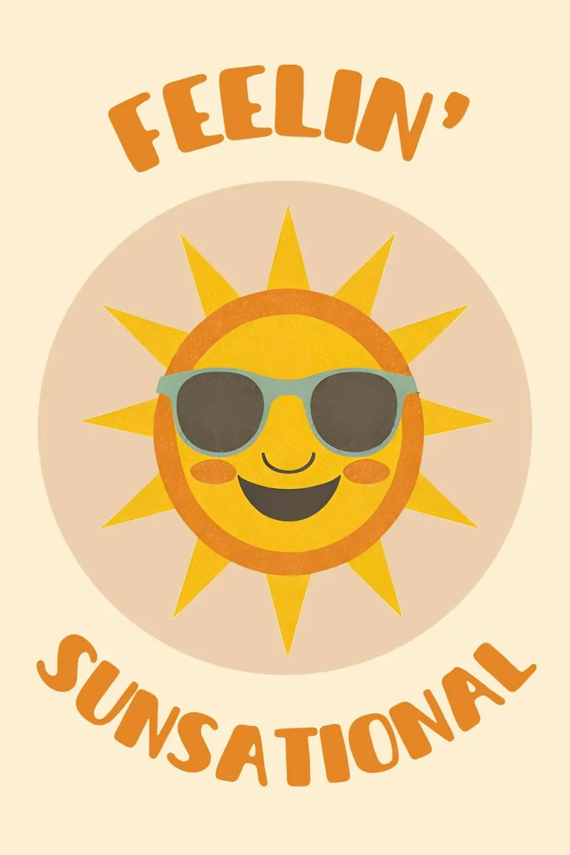 Feeling sunsational - cute & funny pun for sunny days pellicola backlit da Punderful Day