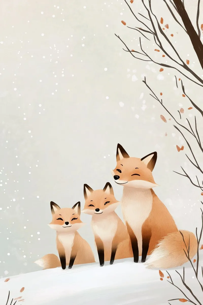 Little fox family carta hahnemühle da Synthaira