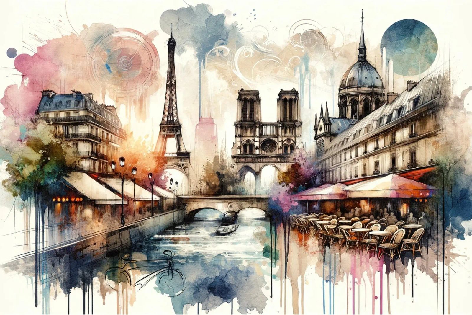 Aquarell Abstrakt Paris Poster von Chromatic Fusion Studio