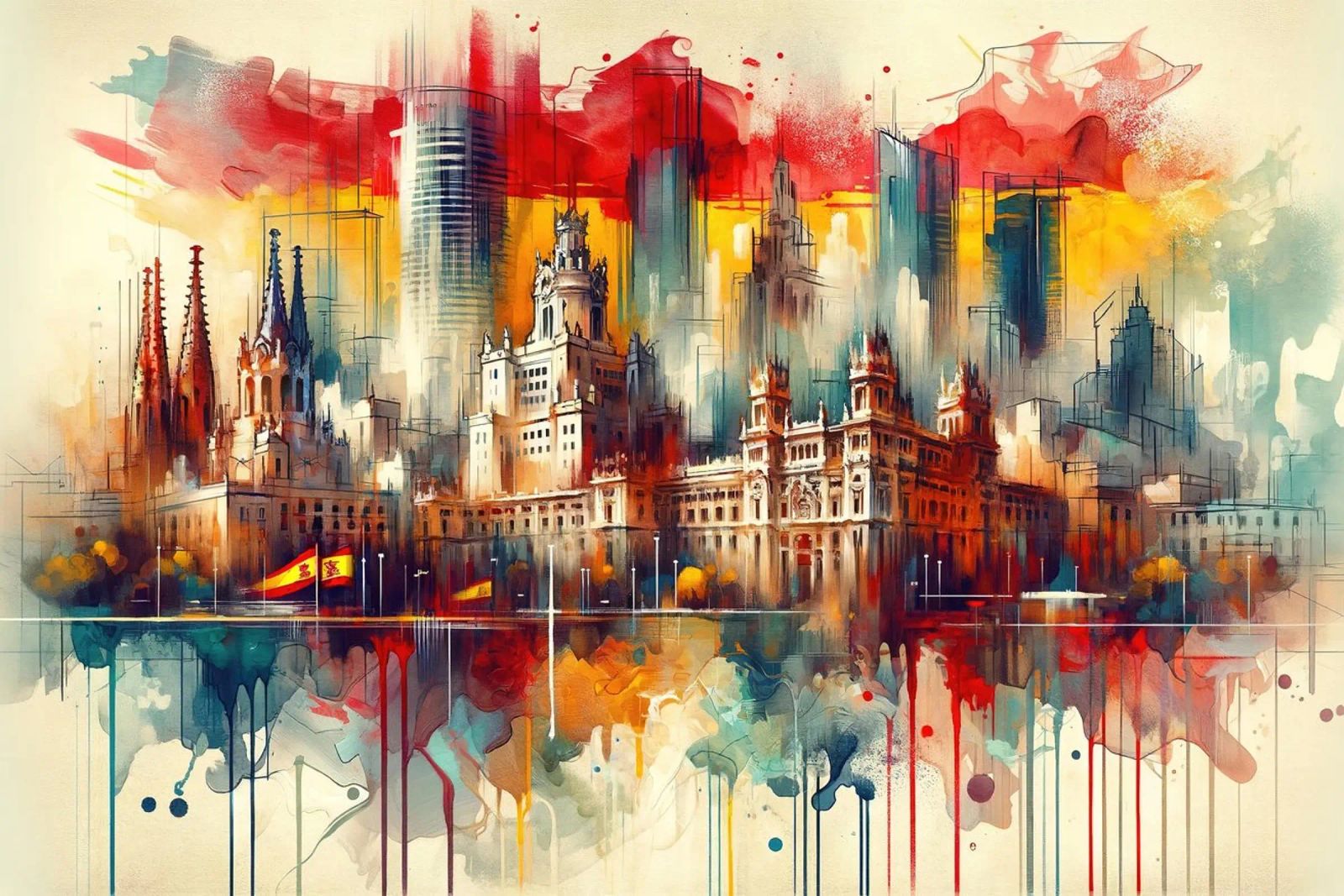 Watercolor Landmarks Spain poster by Chromatic Fusion Studio