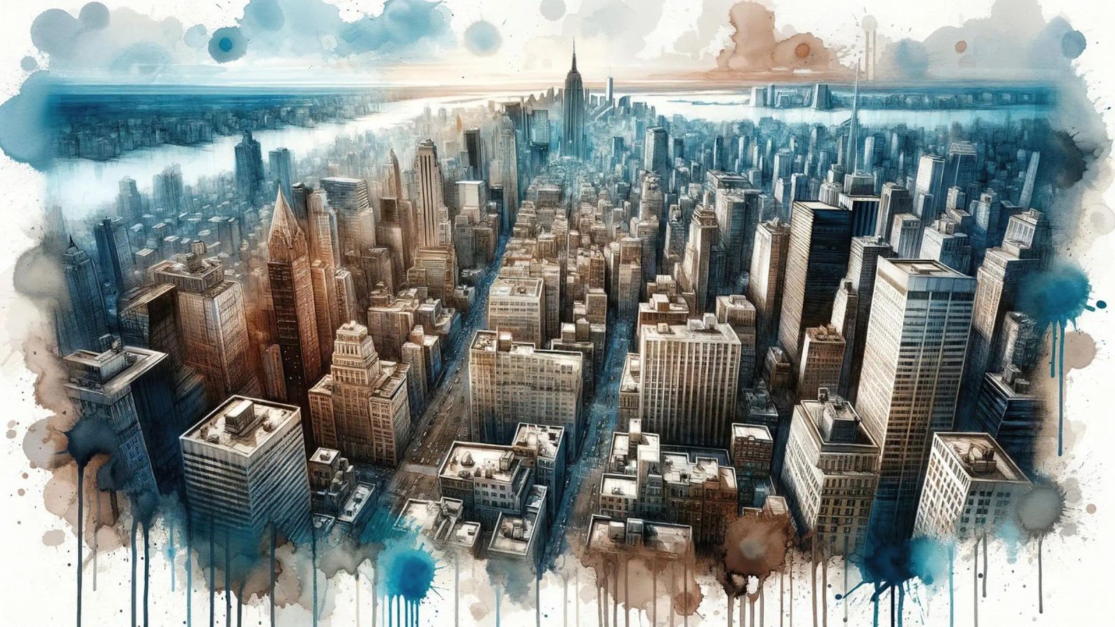 Symphonie urbaine aquarelle poster de Chromatic Fusion Studio
