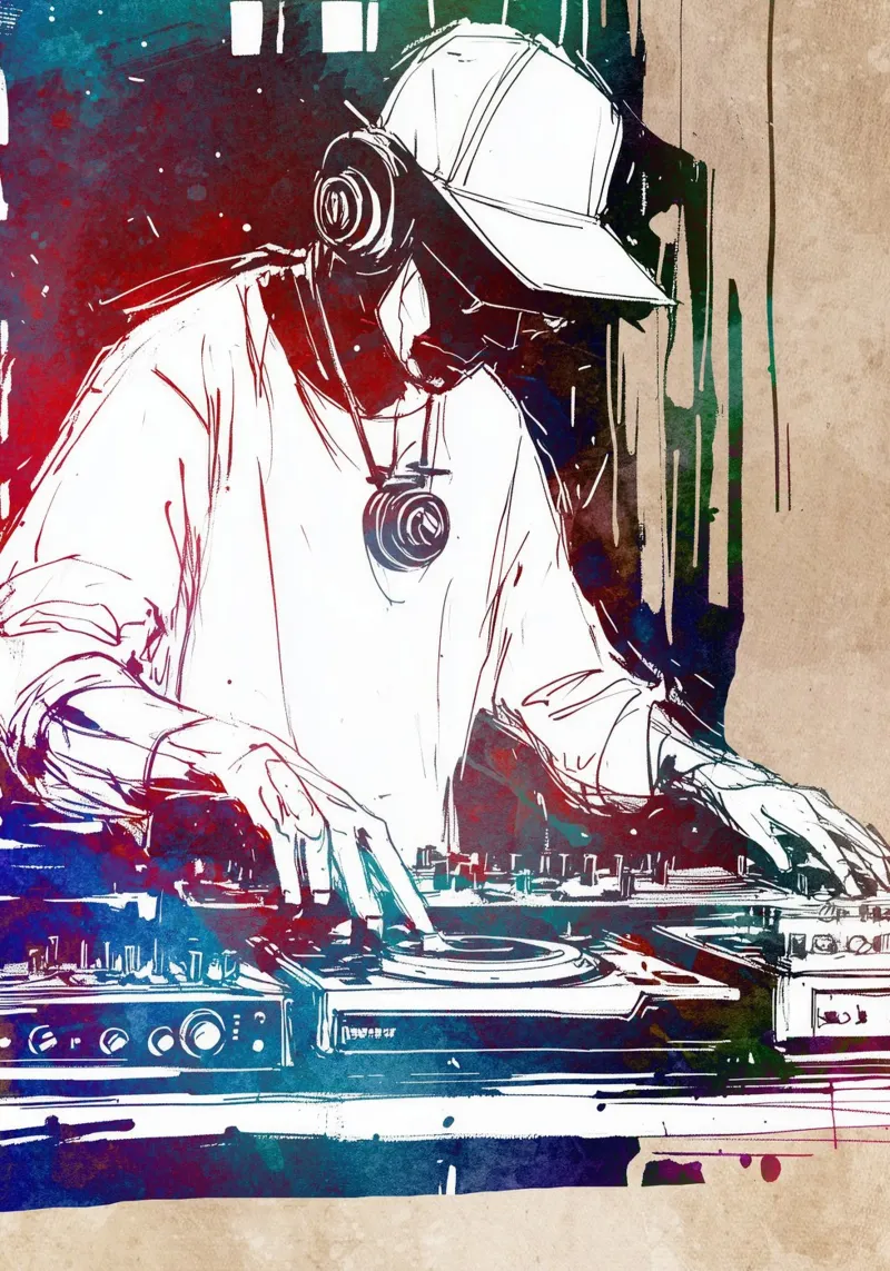 Dj console muziek kunst canvas met Baklijst van Justyna Jaszke JBJart