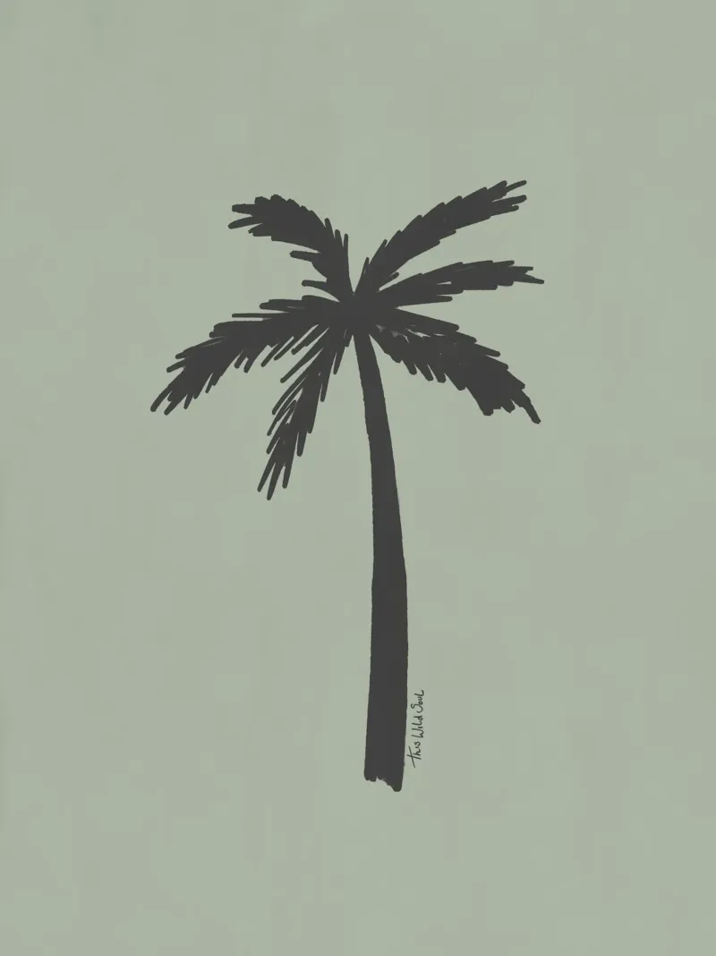 Sage and charcoal black boho organic abstract Palm Tree canvas by This Wild Soul - Illustration