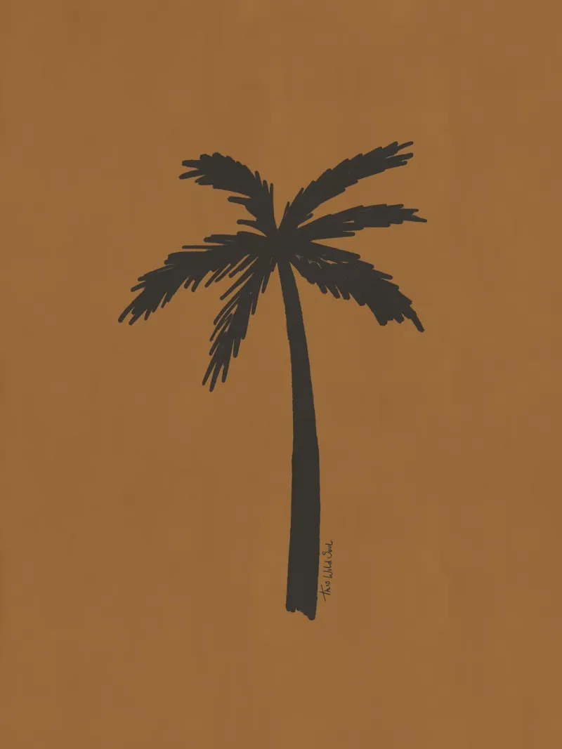 Terracotta ocra nero organico astratto minimalista palma poster con telaio in plastica da This Wild Soul - Illustration