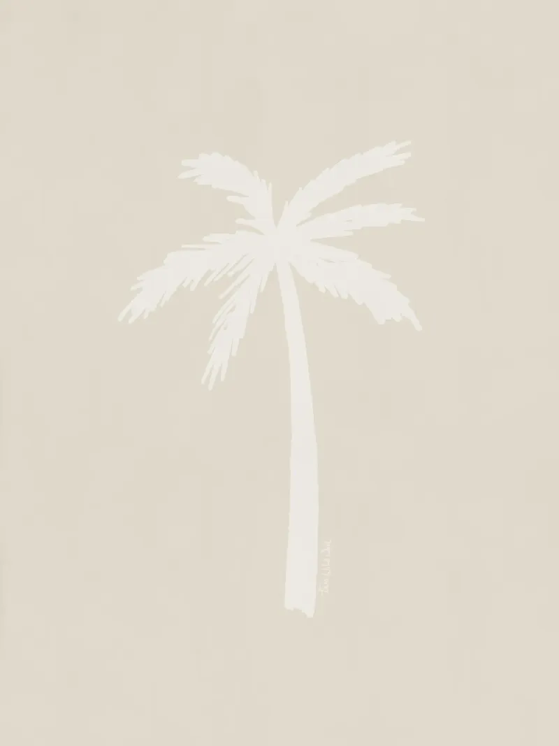 Light boho beige white organic abstract minimalist palm tree canvas by This Wild Soul - Illustration