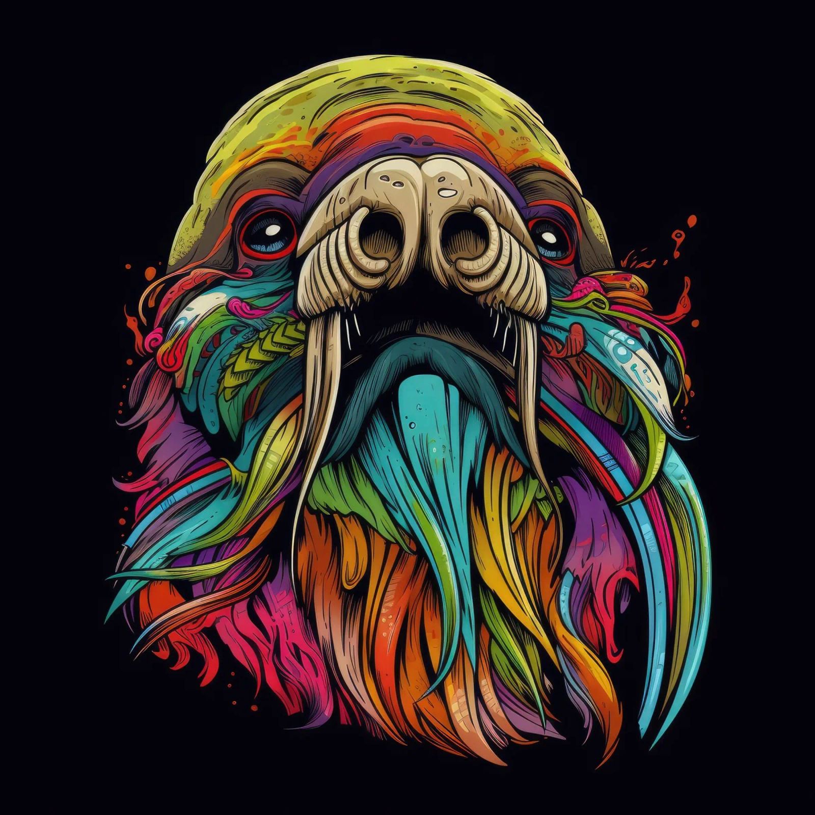 Tatoo Walrus poster van Animal Portraits