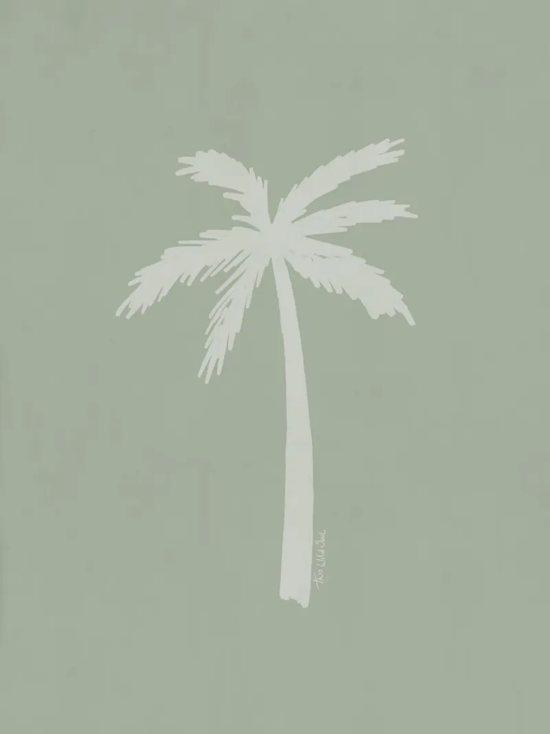 Light boho sage green white abstract minimalist palm tree canvas by This Wild Soul - Illustration