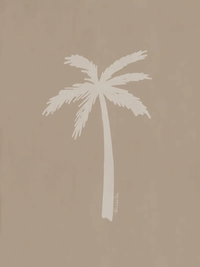 Light boho beige white organic abstract minimalist palm tree canvas by This Wild Soul - Illustration