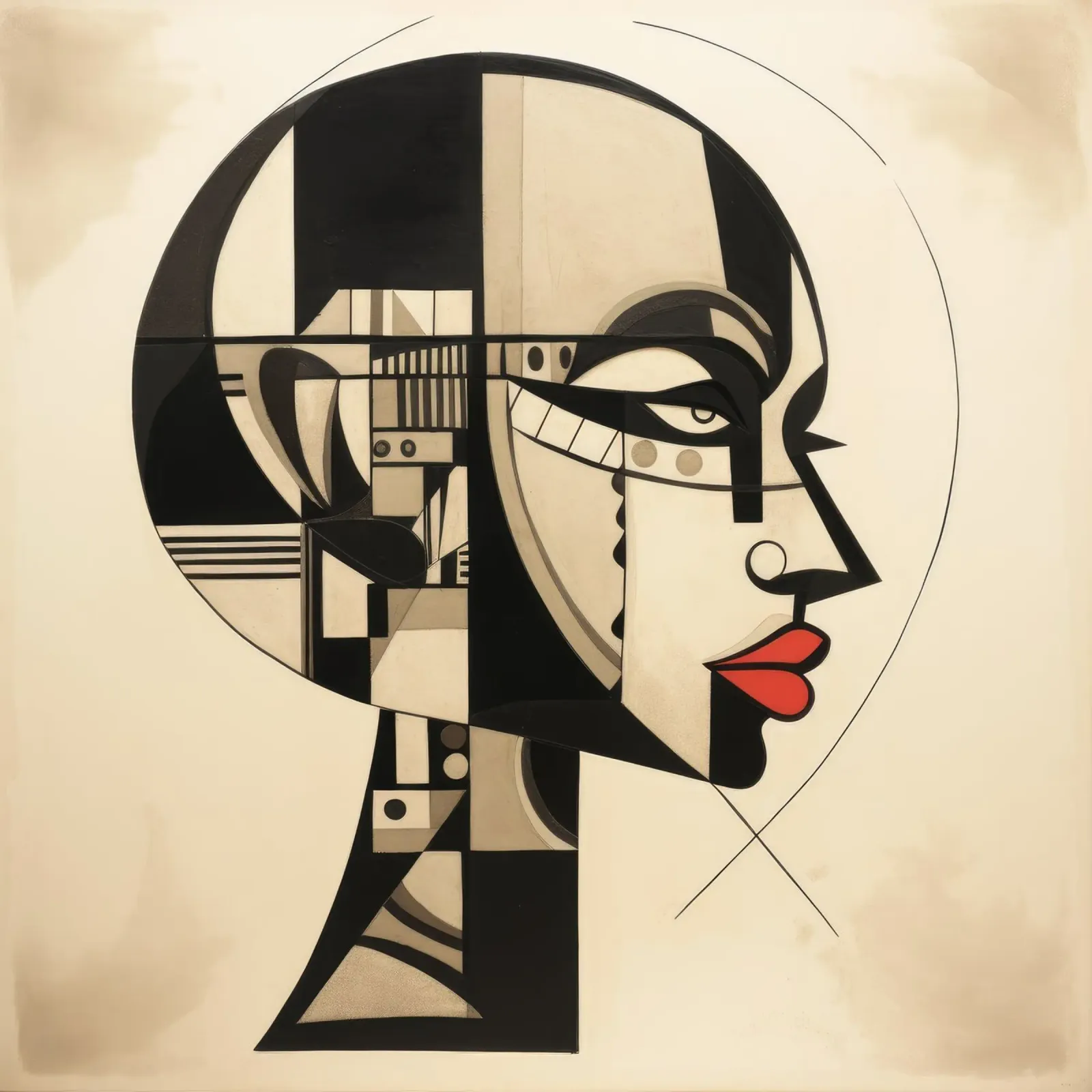 Kubisme Tanzaniaanse vrouw canvas met Baklijst van Artful Muse